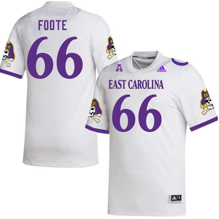 Men #66 Isaiah Foote ECU Pirates 2023 College Football Jerseys Stitched-White